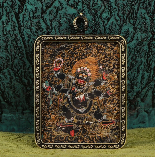 Brass Tibetan Amulet  Thangka Pendant Buddhist