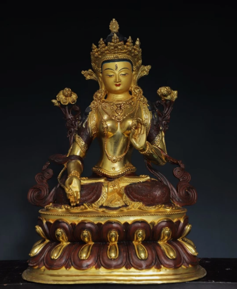 Old Tibet Tibetan Buddhism temple Bronze gilt white tara Bodhisattva statue