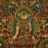 2 RADIANCE OF COMPASSION – 19TH CENTURY GILT COPPER JOWO BUDDHA WALL THANGKA