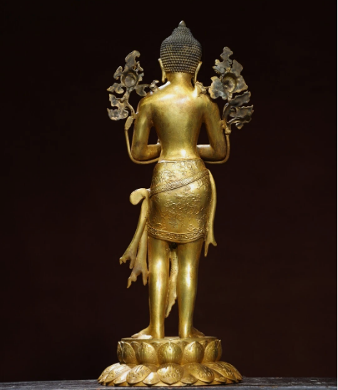 Old Tibet Tibetan Buddhism temple Bronze gilt white tara bodhisattva statue