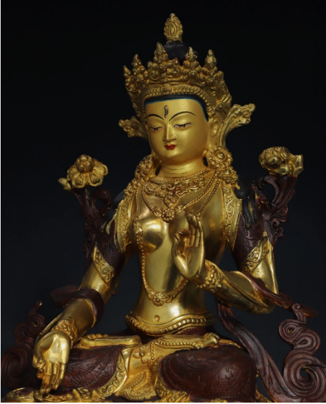 Old Tibet Tibetan Buddhism temple Bronze gilt white tara Bodhisattva statue