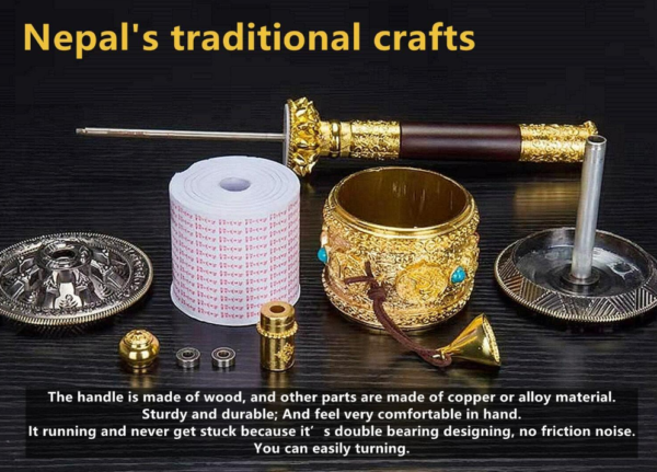 Copper Large Hand Held Prayer Wheel