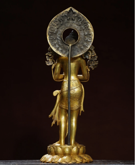 Old Tibet Tibetan Buddhism temple Bronze gilt white tara bodhisattva statue