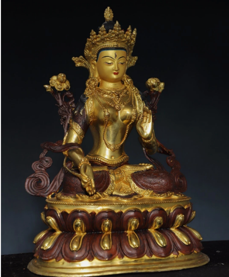 Old Tibet Tibetan Buddhism temple Bronze gilt white tara Bodhisattva statue
