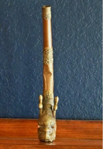 19th to Early 20th Cent. Tibetan Ritualistic Buddhist Trumpet 17" tall w/ COA