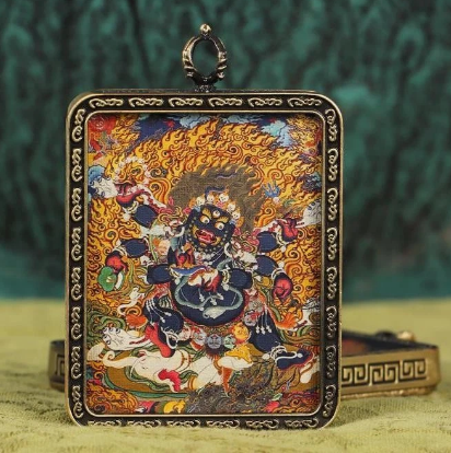 Brass Tibetan Amulet  Thangka Pendant Buddhist