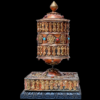 4 8" Large Nepal Tibetan Buddhist Prayer Wheel Wood Stand Brass Dorje Home Décor