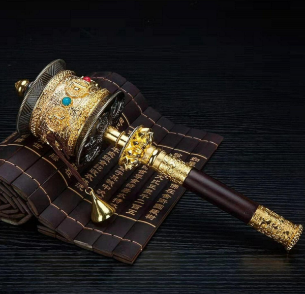 Copper Large Hand Held Prayer Wheel