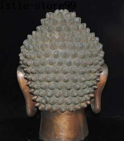 Old Tibet Buddhism Temple Bronze Gilt Shakyamuni Amitabha Buddha Head Statue