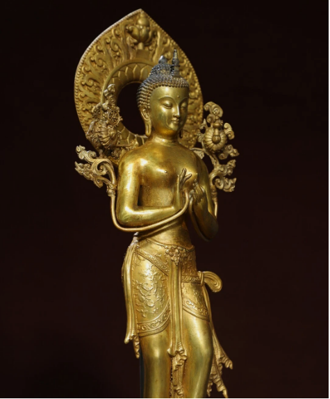 Old Tibet Tibetan Buddhism temple Bronze gilt white tara bodhisattva statue