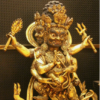 34.6''Old Tibet Purple Bronze 24K Gold Mahakala Hold Faqi