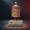 微信图片_20251213204222 8" Large Nepal Tibetan Buddhist Prayer Wheel Wood Stand Brass Dorje Home Décor