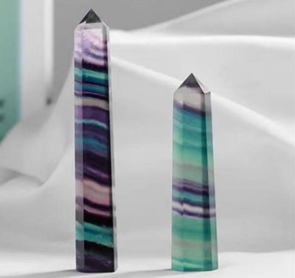 Fluorite Crystals Obelisk Colorful Stone Point Hexagonal Column Crystal