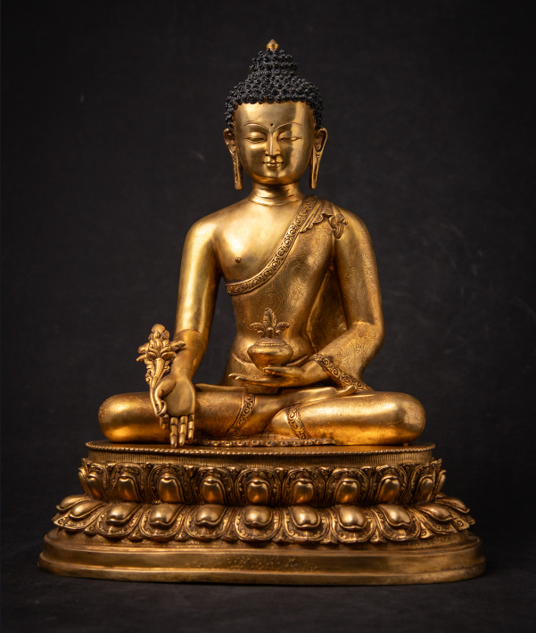 Very high quality bronze Nepali Medicine Buddha