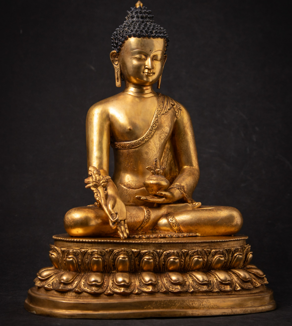 Very high quality bronze Nepali Medicine Buddha
