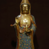 Old Tibet Cloisonne Enamel Bronze Gilt Shakyamuni Kwan-yin God Buddha Statue Set