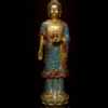 Old Tibet Cloisonne Enamel Bronze Gilt Shakyamuni Kwan-yin God Buddha Statue Set