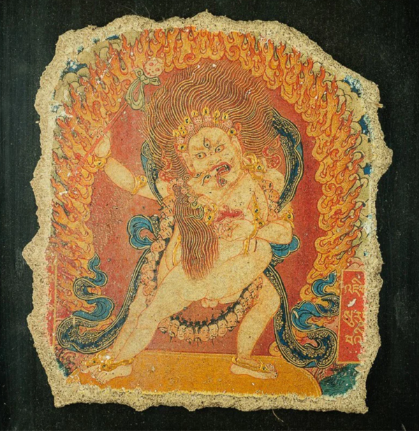 20TH CENTURY WHITE TWO-ARMED MAHAKALA DOUBLE B